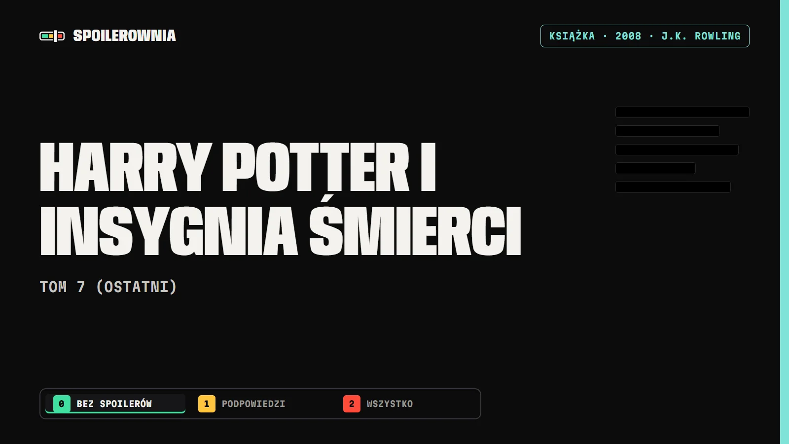 Harry Potter i Insygnia Śmierci - okładka Spoilerowni