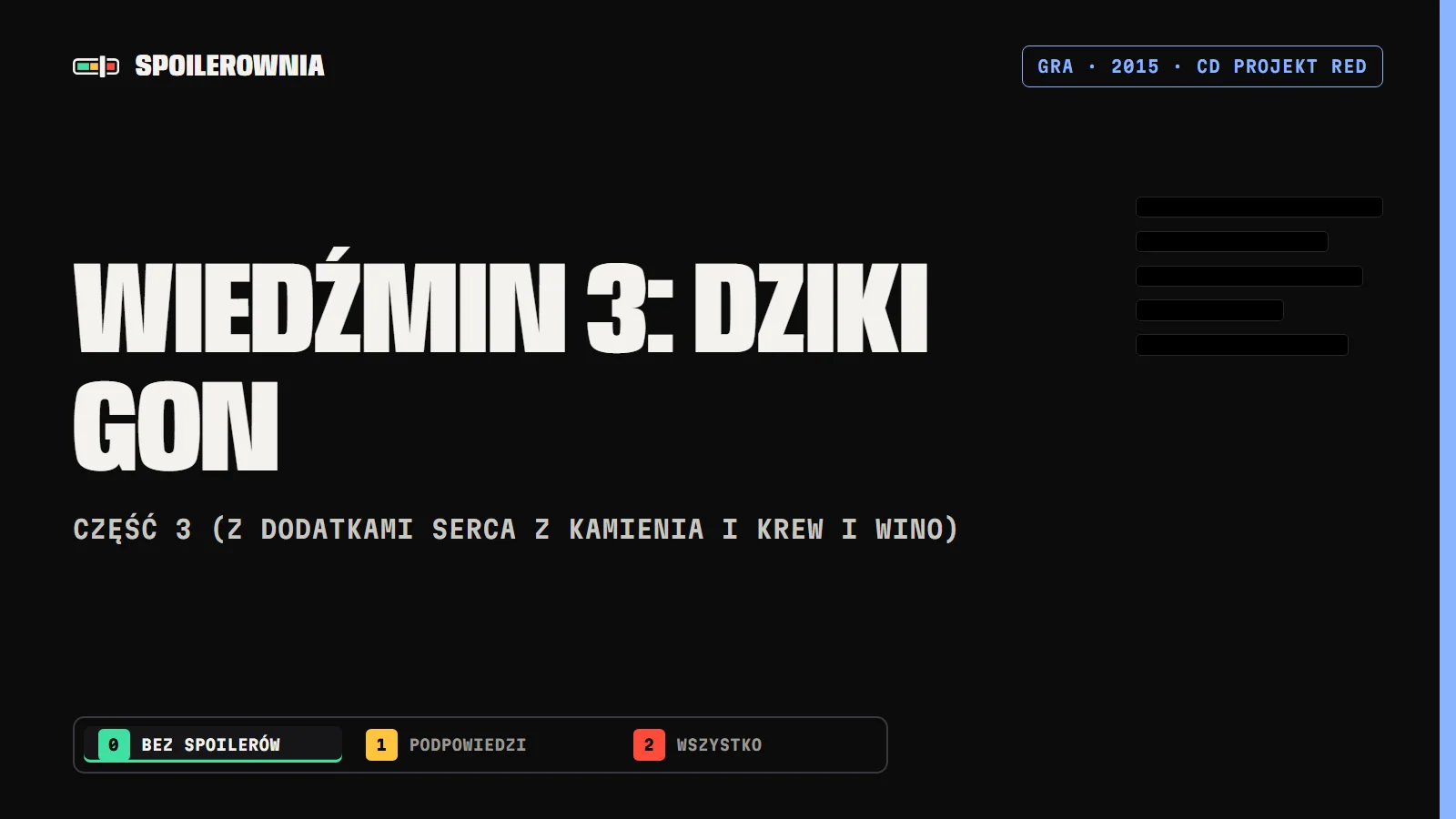 Wiedźmin 3: Dziki Gon - okładka Spoilerowni